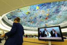 President of the Human Rights Commission of Saudi Arabia Bandar al Aiban attends the Universal Periodic Review of Saudi Arabia by the Human Rights Council at the United Nations in Geneva, Switzerland, November 5, 2018. PHOTO BY REUTERS/Denis Balibouse