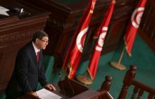 Tunisian Prime Minister Habib Essid delivers a speech at the Assembly of People's Representatives in Tunis, Tunisia, January 11, 2016. PHOTO BY REUTERS/Zoubeir Souissi