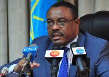 Hailemariam Desalegn, Prime Minister of Ethiopia, addresses a news conference from his office in Ethiopia's capital Addis Ababa, December 22, 2014. PHOTO BY REUTERS/Tiksa Negeri