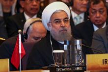 Iran's President Hassan Rouhani attends a meeting during the Asia Cooperation Dialogue (ACD) summit at the Foreign Ministry in Bangkok, Thailand, October 10, 2016. PHOTO BY REUTERS/Athit Perawongmetha