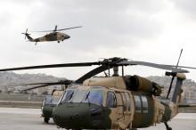 The new helicopters seen during a handover ceremony held to deliver Black Hawk helicopters to Jordan from the U.S. government at Amman military airport, Jordan, March 3, 2016. PHOTO BY REUTERS/Muhammad Hamed