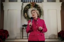U.S. Democratic presidential candidate Hillary Clinton speaks at a campaign town hall meeting at South Church in Portsmouth, New Hampshire, December 29, 2015. PHOTO BY REUTERS/Brian Snyder