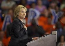 Hillary Clinton speaks to supporters about the primary voting results in Michigan and other states at her campaign rally in Cleveland, Ohio, March 8, 2016. PHOTO BY REUTERS/Aaron Josefczyk