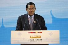 Cambodia's Prime Minister Hun Sen speaks during the opening ceremony of the 5th Greater Mekong Subregion (GMS) Summit at a hotel in Bangkok, December 20, 2014. PHOTO BY REUTERS/Chaiwat Subprasom