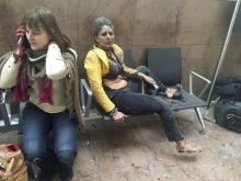 Injured people are seen at the scene of explosions at Zaventem airport near Brussels, Belgium, March 22, 2016. PHOTO BY REUTERS/Ketevan Kardava