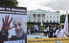 Iranian Americans protest against a conversation between U.S. President Barack Obama and new Iranian President Hassan Rouhani