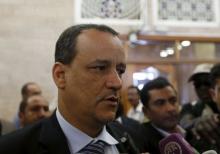 United Nations envoy to Yemen Ismail Ould Cheikh Ahmed talks to reporters upon arrival at the international airport of Sanaa, Yemen, May 29, 2015. PHOTO BY REUTERS/Khaled Abdullah