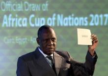 Confederation of African Football (CAF) President Issa Hayatou announces Gabon as host of the 2017 African Cup of Nations during a CAF executive committee meeting in Cairo, April 8, 2015. PHOTO BY REUTERS/Mohamed Abd El Ghany