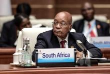 South Africa's President Jacob Zuma attends the plenary session during the BRICS Business Forum at the BRICS Summit in Xiamen, Fujian province on September 4, 2017. PHOTO BY REUTERS/Fred Dufour