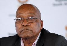 South Africa's President Jacob Zuma reacts during a rally following the launch of a social housing project in Pietermaritzburg, South Africa, April 1, 2017. PHOTO BY REUTERS/Rogan Ward