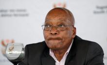 South Africa's President Jacob Zuma reacts during a rally following the launch of a social housing project in Pietermaritzburg, South Africa, April 1, 2017. PHOTO BY REUTERS/Rogan Ward
