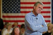 Republican presidential candidate Jeb Bush listens to a question from the audience during a town hall meeting campaign stop at the Medallion Opera House in Gorham, New Hampshire, July 23, 2015. PHOTO BY REUTERS/Brian Snyder
