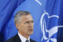 NATO Secretary General Jens Stoltenberg speaks during a joint news conference with Ukrainian President Petro Poroshenko following a meeting of the NATO-Ukraine Commission in Kiev, Ukraine, July 10, 2017. PHOTO BY REUTERS/Valentyn Ogirenko