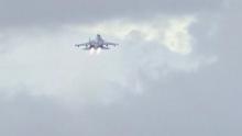 A Russian military jet takes off from the country's air base in Hmeymin, Syria, to head back to Russia, part of a partial withdrawal ordered by President Vladimir Putin, in this still image taken from video shot on March 15, 2016. PHOTO BY REUTERS/Russian Ministry of Defence via REUTERS TV