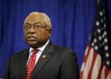 U.S. Representative Jim Clyburn speaks at a press conference held at Allen University in Columbia, South Carolina, February 19, 2016. PHOTO BY REUTERS/Chris Keane