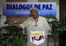 Revolutionary Armed Forces of Colombia (FARC) negotiator Joaquin Gomez speaks to the media in Havana, Cuba, January 13, 2016. PHOTO BY REUTERS/Enrique de la Osa