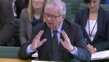 John Chilcot, the head of the inquiry into the Iraq war answers questions from the Foreign Affairs select committee in the Houses of Parliament, in London, February 4, 2015. PHOTO BY REUTERS/Handout/UK Parliament via REUTERS TV