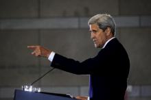 U.S. Secretary of State John Kerry delivers a speech on the nuclear agreement with Iran, in Philadelphia, Pennsylvania, September 2, 2015. PHOTO BY REUTERS/Charles Mostoller