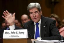 U.S. Secretary of State John Kerry testifies before a Senate Foreign Relations Committee hearing on the FY2017 State Department Budget Request on Capitol Hill in Washington, February 23, 2016. PHOTO BY REUTERS/Yuri Gripas