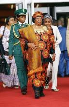 Malawi's former president Joyce Banda (front) arrives at the Abuja International Conference Centre, venue of Nigeria's centenary celebration, February 27, 2014. PHOTO BY REUTERS/Afolabi Sotunde