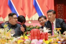 North Korean leader Kim Jong Un meets with China's President Xi Jinping, in Dalian, China in this undated photo released on May 9, 2018 by North Korea's Korean Central News Agency (KCNA), in Dalian, China. PHOTO BY REUTERS/KCNA