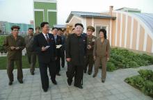 North Korean leader Kim Jong Un gives field guidance at the newly built Wisong Scientists Residential District in this undated photo released by North Korea's Korean Central News Agency (KCNA) in Pyongyang