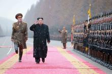North Korean leader Kim Jong Un salutes during a visit to the Ministry of the People's Armed Forces on the occasion of the new year, in this undated file photo released by North Korea's Korean Central News Agency (KCNA), January 10, 2016. PHOTO BY REUTERS/KCNA