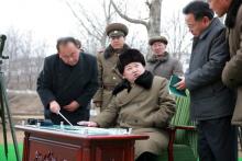 North Korean leader Kim Jong Un gives instruction during a simulated test of atmospheric re-entry of a ballistic missile, at an unidentified location in this undated photo released by North Korea's Korean Central News Agency (KCNA) in Pyongyang, March 15, 2016. PHOTO BY REUTERS/KCNA