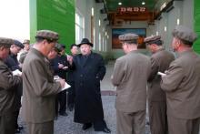 North Korean leader Kim Jong Un visits the Paektusan Hero Youth Power Station No. 3 in this undated photo released by North Korea's Korean Central News Agency (KCNA) in Pyongyang, April 23, 2016. PHOTO BY KCNA/via REUTERS