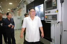 North Korean leader Kim Jong Un gives field guidance to the January 18 General Machine Plant in this undated photo released by North Korea's Korean Central News Agency (KCNA) in Pyongyang, August 10, 2016. PHOTO BY REUTERS