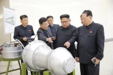 North Korean leader Kim Jong Un provides guidance on a nuclear weapons program in this undated photo released by North Korea's Korean Central News Agency (KCNA) in Pyongyang, September 3, 2017. PHOTO BY REUTERS/KCNA 