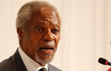 Kofi Annan, chairman for Advisory Commission on Rakhine State, talks to journalists during his news conference in Yangon, Myanmar, August 24, 2017. PHOTO BY RETUERS/Soe Zeya Tun