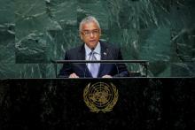 Mauritius Prime Minister Pravind Kumar Jugnauth addresses the 73rd session of the United Nations General Assembly at U.N. headquarters in New York, U.S., September 28, 2018. PHOTO BY REUTERS/Eduardo Munoz