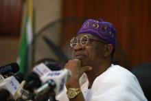 Minister of Information Lai Mohammed briefs the media on the town of Bama liberated from Boko Haram, during a news conference in Abuja, Nigeria, December 8, 2015. PHOTO BY REUTERS/Afolabi Sotunde