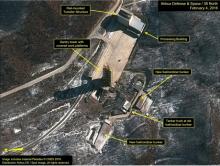 Airbus Defense & Space and 38 North satellite imagery from February 4, 2016 shows the Sohae Satellite Launching Station in North Korea in this image released on February 5, 2016. PHOTO BY REUTERS/Airbus Defense & Space and 38 North