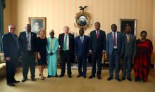 Britain's Foreign Secretary Boris Johnson poses for a photograph before a meeting with the Zimbabwe and other African delegations at the CHOGM conference in London, Britain, April 20, 2018. PHOTO BY REUTERS/Hannah McKay