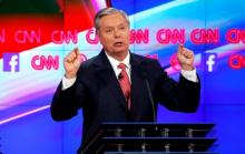 Republican U.S. presidential candidate Senator Lindsey Graham speaks during the Republican presidential debate in Las Vegas, Nevada, December 15, 2015. PHOTO BY REUTERS/Mike Blake