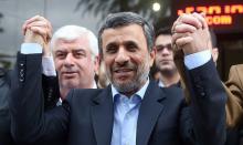 Ex-Iranian President Mahmoud Ahmadinejad reacts as he submits his name for registration as a candidate in Iran's presidential election, in Tehran, Iran, April 12, 2017. PHOTO BY REUTERS/Tasnim News Agency