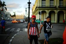A man wearing the U.S. colours walks in downtown Havana, Cuba, January 11, 2017. PHOTO BY REUTERS/Alexandre Meneghini