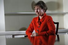 Marina Litvinenko, the wife of former KGB agent Alexander Litvinenko who was murdered in London in 2006, reacts during an interview with Reuters in London, January 21, 2015. PHOTO BY REUTERS/Luke MacGregor