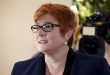 Australia's new Defence Minister Marise Payne arrives for a swearing-in ceremony at Government House in Canberra, Australia, September 21, 2015. PHOTO BY REUTERS/David Gray