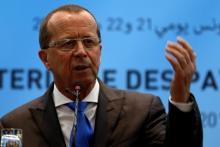 Martin Kobler, United Nations Special Representative and Head of the U.N. Support Mission in Libya, speaks during the news conference after the 8th ministerial meeting of Libya's neighbouring countries in Tunis, Tunisia, March 22, 2016. PHOTO BY REUTERS/Zoubeir Souissi