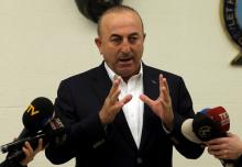 Turkish Foreign Minister Mevlut Cavusoglu speaks during a news conference at Ataturk International airport in Istanbul, Turkey, March 11, 2017. PHOTO BY REUTERS/Huseyin Aldemir