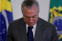 Brazil's President Michel Temer looks on during a ceremony at the Planalto Palace, in Brasilia, Brazil, April 12, 2017. PHOTO BY REUTERS/Ueslei Marcelino