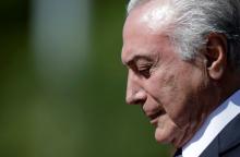 Brazilian President Michel Temer attends the ceremony of 152th anniversary of the Riachuelo Naval Battle at the Marine Corps Headquarters in Brasilia, Brazil, June 9, 2017. PHOTO BY REUTERS/Ueslei Marcelino
