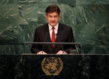 Slovakian Deputy Prime Minister Miroslav Lajcak addresses attendees during the 70th session of the United Nations General Assembly at the U.N. headquarters in New York, October 1, 2015. PHOTO BY REUTERS/Mike Segar