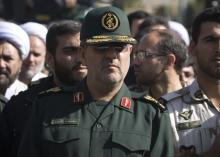 Head of Iran's Revolutionary guards ground forces Mohammad Pakpour (C) attends a funeral ceremony in Tehran, October 20, 2009. PHOTO BY REUTERS/Morteza Nikoubazl