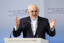 Iranian Foreign Minister Mohammad Javad Zarif delivers his speech during the 53rd Munich Security Conference in Munich, Germany, February 19, 2017. PHOTO BY REUTERS/Michaela Rehle