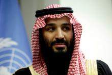Saudi Arabia's Crown Prince Mohammed bin Salman during a meeting with U.N Secretary-General Antonio Guterres at the United Nations in New York on March 27, 2018. PHOTO BY REUTERS/Amir Levy