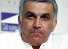 Nabeel Rajab, president of the Bahrain Center for Human Rights, pauses during a conference at the Swiss Press Club in Geneva, June 18, 2014. PHOTO BY REUTERS/Denis Balibouse